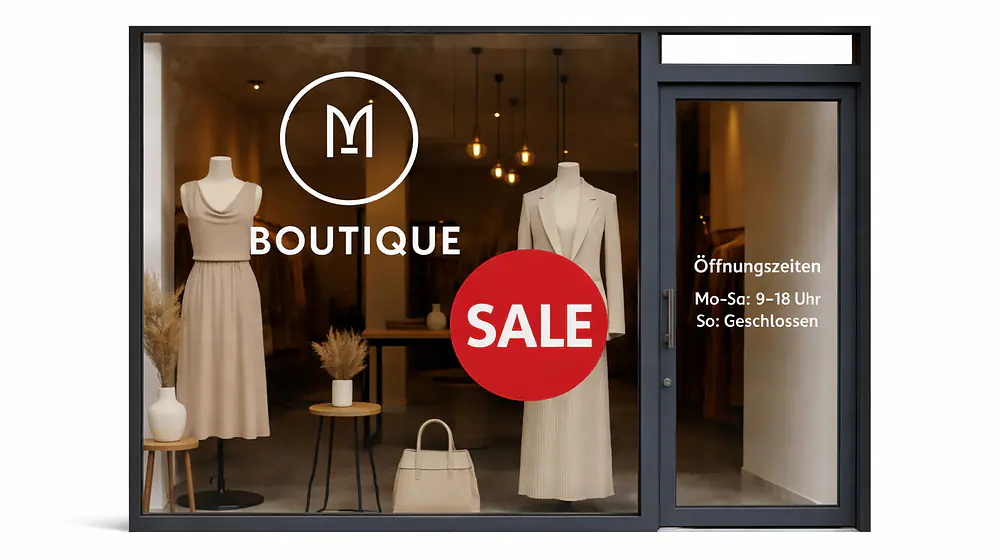 Schaufensterbeschriftung & Folien für Einzelhandel, Gastronomie, Büros und Praxen