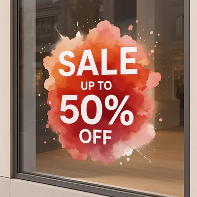 Schaufensteraufkleber mit Weißdruck primary image