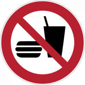 Sicherheitsaufkleber Essen und Trinken verboten